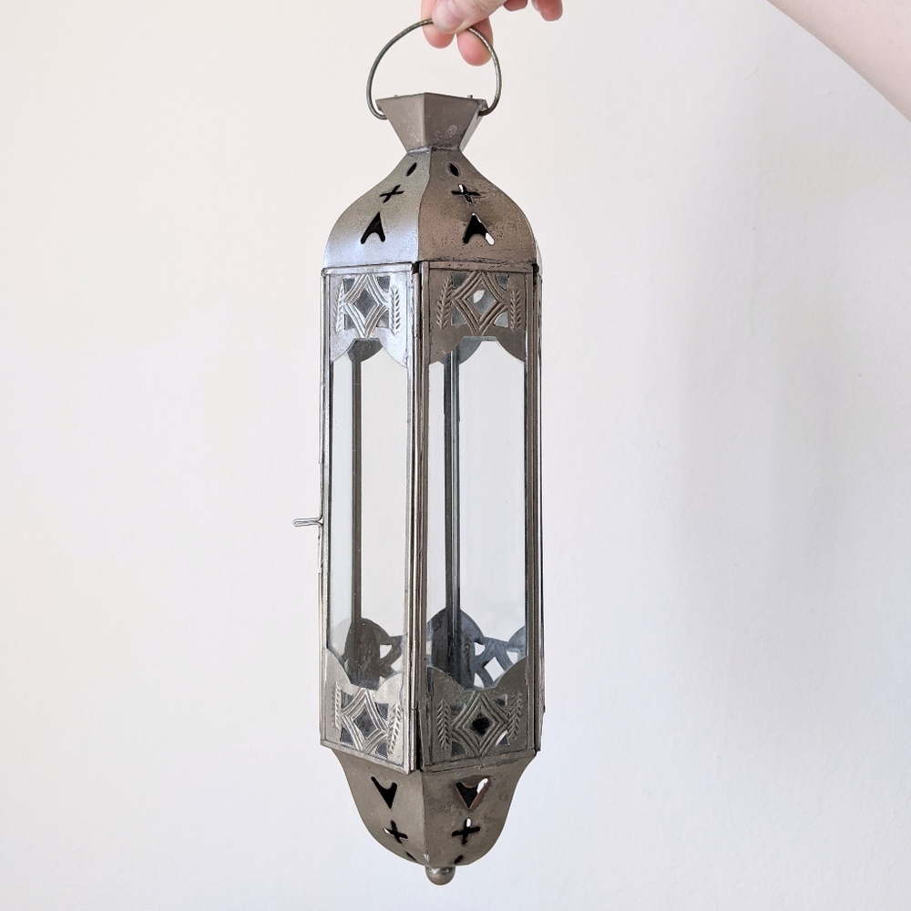 Vintage boho tealight lantern metal